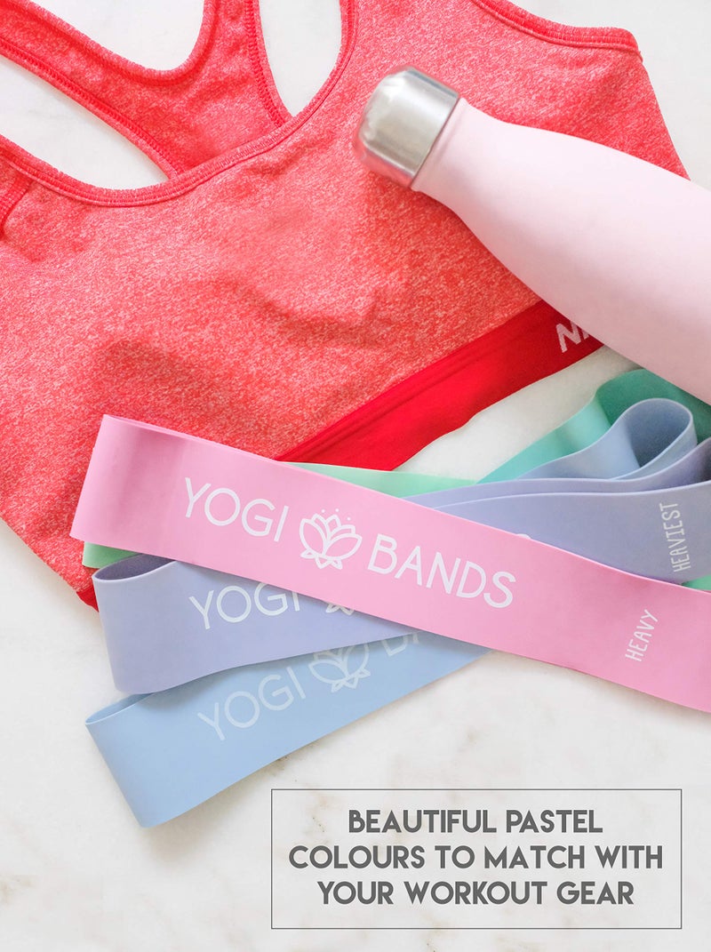 Yogi Bands XNM Creations Yogi Bands - Loop Resistance Bands for Working Out, Fitness and Yoga Exercise â€“ Set of 5 Pastel Exercise Bands - Image 5